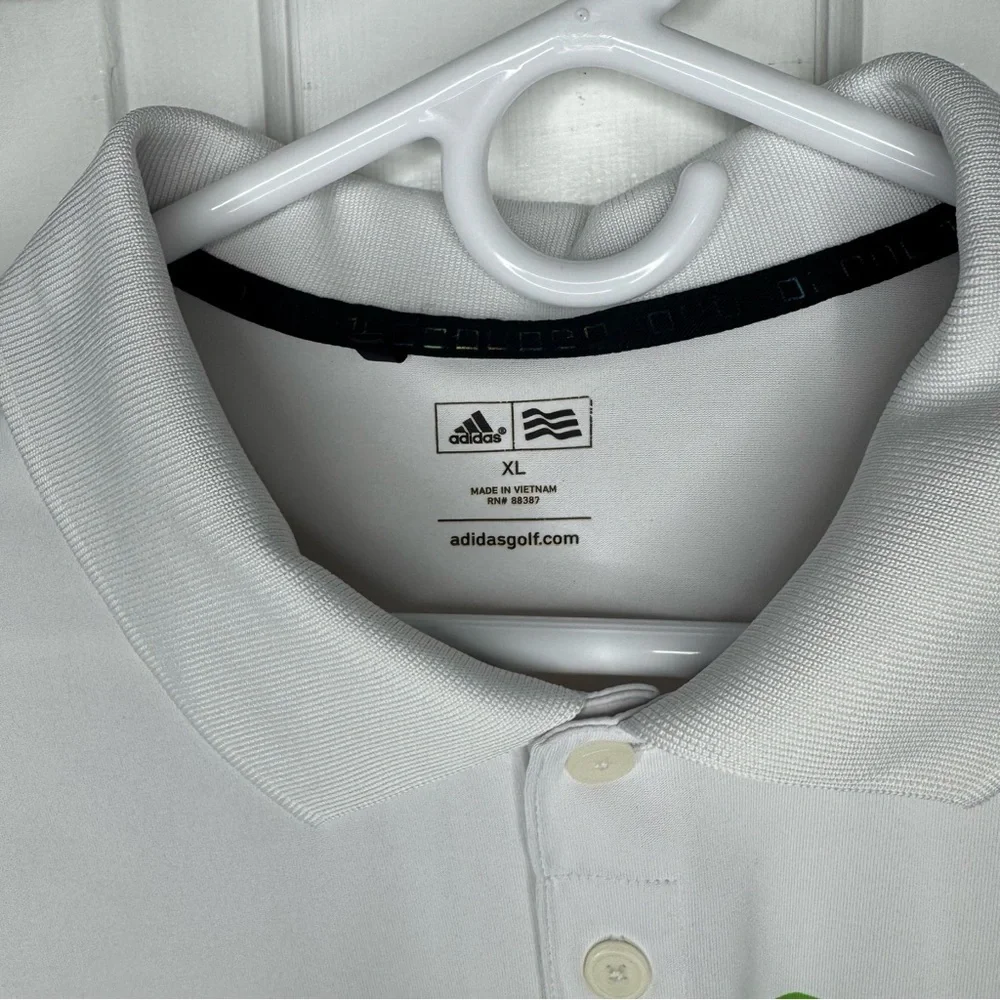 Adidas Men's Polo Shirt Presidio Golf XL Course White Green Blue Stripes